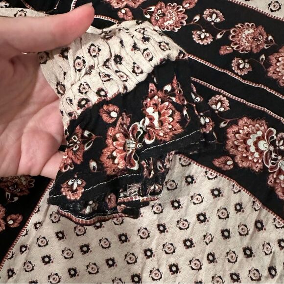 Free People Changing Times boho tunic Womens Small flowy long sleeve top - Picture 10 of 14